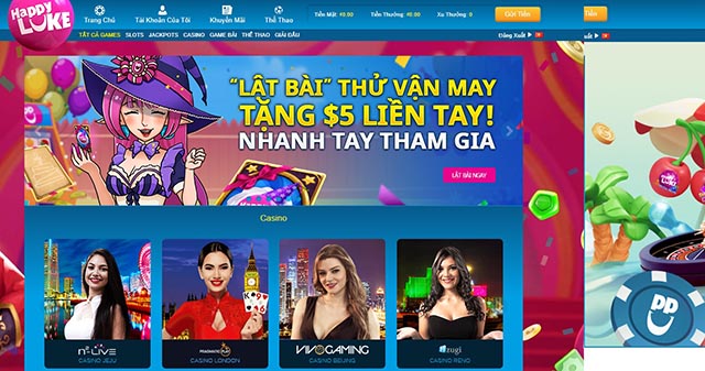 Giao diện nhà cái Happyluke Casino