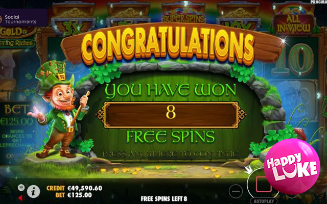 Trả thưởng trong Rainbow Gold Slot